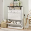 Narrow Shoe Storage Cabinet with 2 Flip Drawers, Freestanding Shoe Cabinet Storage for Entryway, Shoe Organizer with 2 Drawers